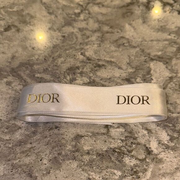 Dior | Accessories | Dior White Satin Ribbon With Gold Logo 8 X 1 ...